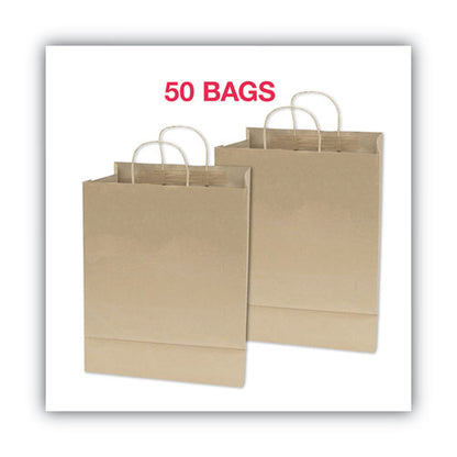 Premium Shopping Bag, Rope Handles, 10" X 4.5" X 13", Kraft, 50/box