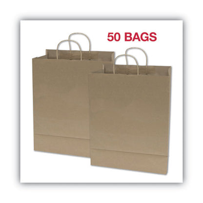 Premium Shopping Bag, Rope Handles, 12" X 6.5" X 17", Kraft, 50/box
