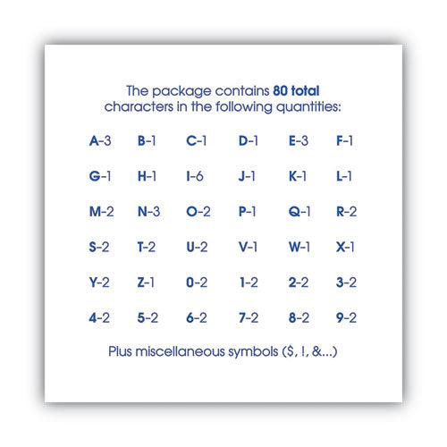 Peel-and-stick Letters, Numbers And Symbols, 3" Tall, Black Characters, White Background, 80 Pieces