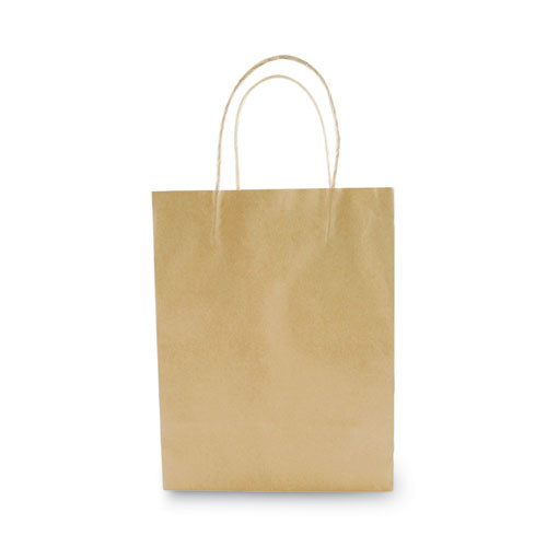 Premium Shopping Bag, Rope Handles, 8" X 4" X 10.25", Kraft, 50/box