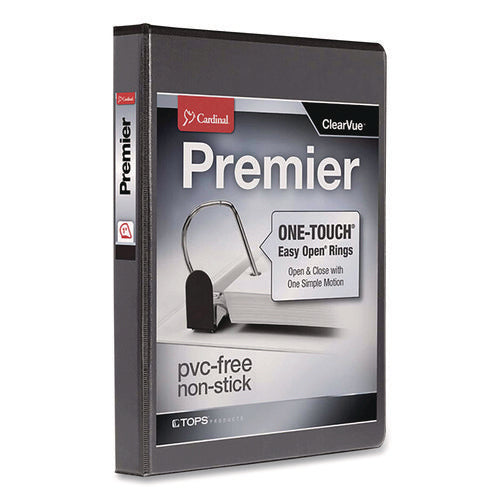 Premier Easy Open Clearvue Locking Slant-d Ring Binder, 3 Rings, 1" Capacity, 11 X 8.5, Black
