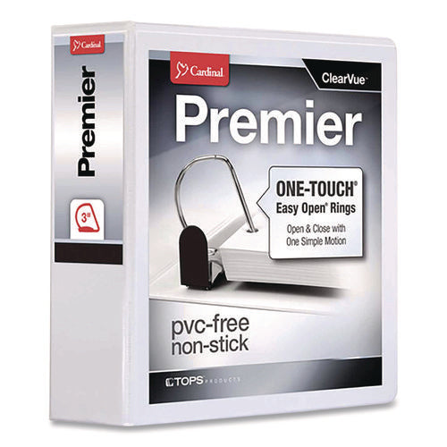 Premier Easy Open Clearvue Locking Slant-d Ring Binder, 3 Rings, 3" Capacity, 11 X 8.5, White