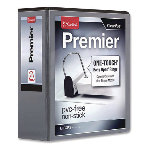 Premier Easy Open Clearvue Locking Slant-d Ring Binder, 3 Rings, 4" Capacity, 11 X 8.5, Black