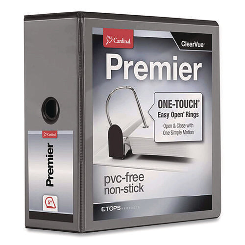 Premier Easy Open Clearvue Locking Slant-d Ring Binder, 3 Rings, 5" Capacity, 11 X 8.5, Black