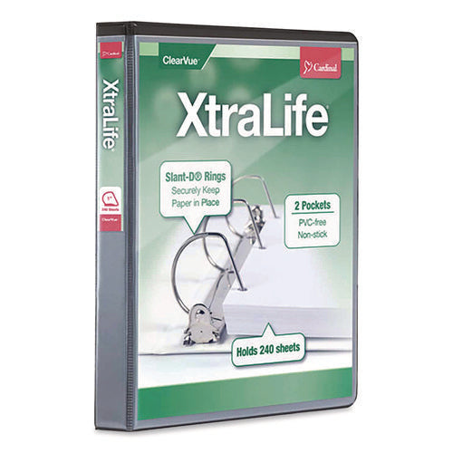 Xtralife Clearvue Non-stick Slant-d Ring Binder, 3 Rings, 1" Capacity, 11 X 8.5, Black