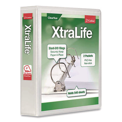 Xtralife Clearvue Non-stick Slant-d Ring Binder, 3 Rings, 2" Capacity, 11 X 8.5, White