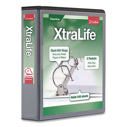 Xtralife Clearvue Non-stick Slant-d Ring Binder, 3 Rings, 2" Capacity, 11 X 8.5, Black