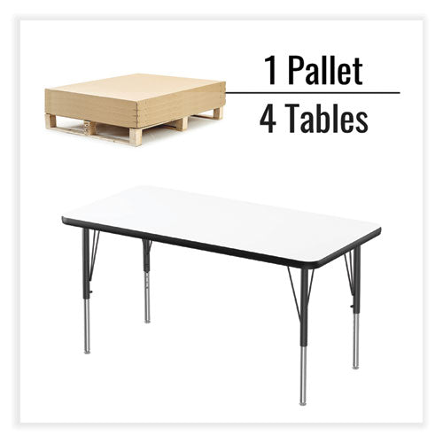 Dry-erase Markerboard Activity Tables, Rectangular, 48" X 24" X 19" To 29", White Top, Black Legs, 4/pallet