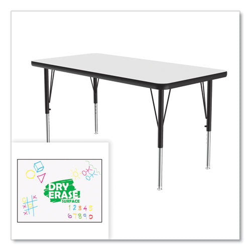 Dry-erase Markerboard Activity Tables, Rectangular, 48" X 24" X 19" To 29", White Top, Black Legs, 4/pallet
