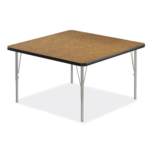 Adjustable Activity Tables, Square, 48" X 48" X 19" To 29", Medium Oak Top, Silver Legs, 4/pallet