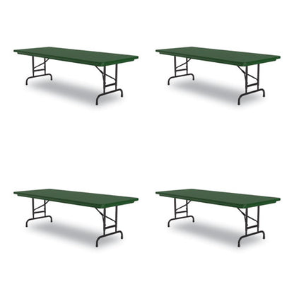 Adjustable Folding Tables, Rectangular, 60" X 30" X 22" To 32", Green Top, Black Legs, 4/pallet
