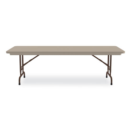 Adjustable Folding Tables, Rectangular, 96" X 30" X 22" To 32", Mocha Granite Top, Brown Legs, 4/pallet