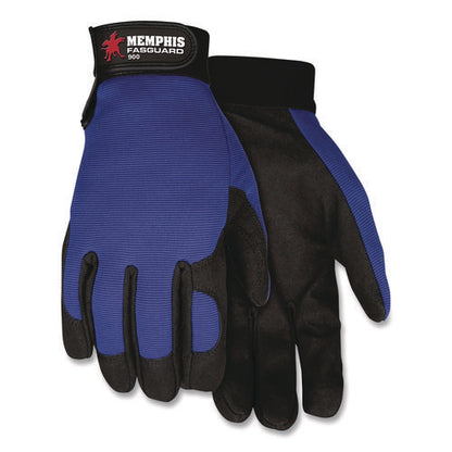 Memphis Gloves Fasguard Clarino Synthetic Leather Palm Multi-task Gloves, 9" Long, Large, Blue/black, Pair