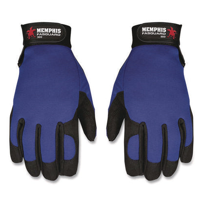 Memphis Gloves Fasguard Clarino Synthetic Leather Palm Multi-task Gloves, 9" Long, Large, Blue/black, Pair