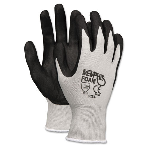 Economy Foam Nitrile Gloves, En388: 3221, Medium, Black/gray, 12 Pairs