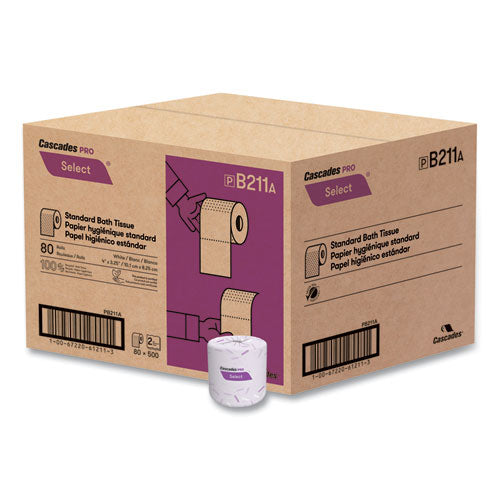 Select Standard Bath Tissue, Septic Safe, 2-ply, White, 500 Sheets/roll, 80 Rolls/carton