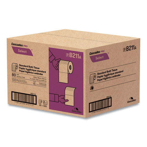 Select Standard Bath Tissue, Septic Safe, 2-ply, White, 500 Sheets/roll, 80 Rolls/carton