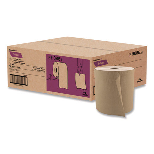 Select Roll Paper Towels, 1-ply, 7.9" X 800 Ft, Natural, 6/carton