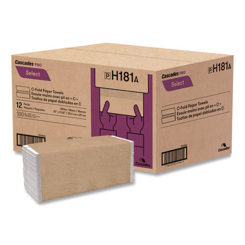 Select Folded Paper Towels, C-fold Towels, 1-ply, 3.75 X 10, White, 198 Towels/pack, 12 Packs/carton