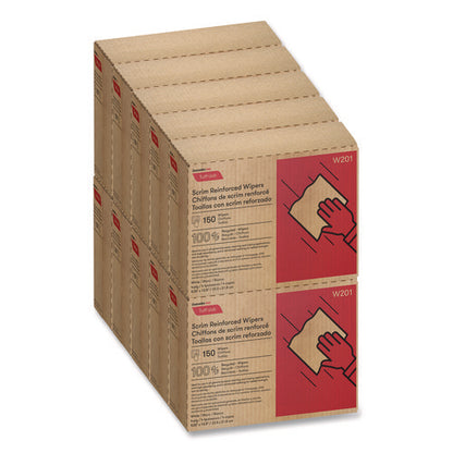 Tuff-job Scrim Reinforced Wipers, 4-ply, 9.25 X 12.5, White, 150/box, 10 Boxes/carton