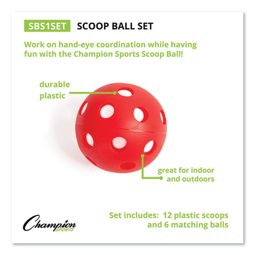 Scoop Ball Set, Plastic, Assorted Colors, 2 Scoops,1 Ball/set, 6/set