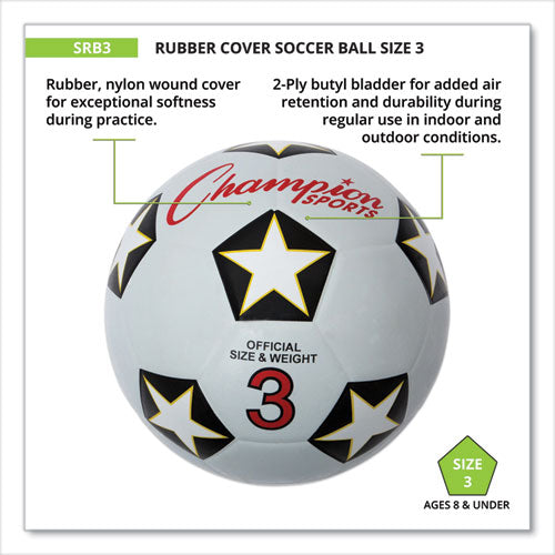 Rubber Sports Ball, Soccer, No. 3 Size, White/black