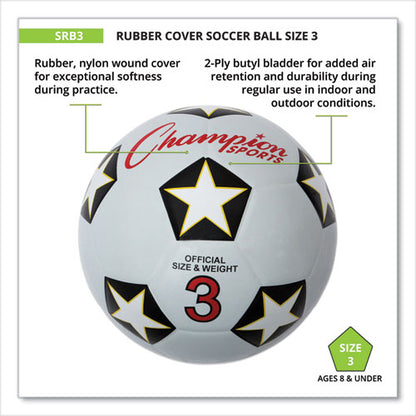 Rubber Sports Ball, Soccer, No. 3 Size, White/black