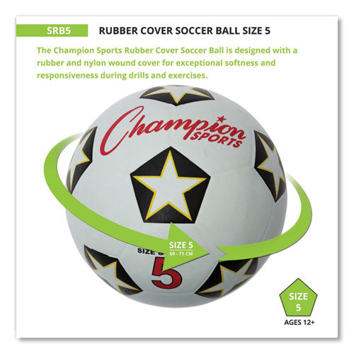 Rubber Sports Ball, Soccer, No. 5 Size, White/black