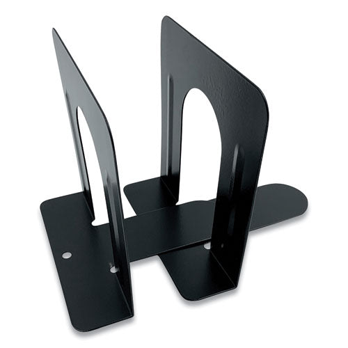 Steel Bookends, Contemporary Style, Nonskid Base, 4.75 X 4.75 X 4.75, Black, Pair