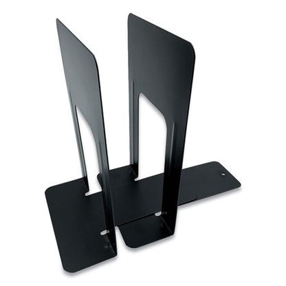 Steel Bookends, Contemporary Style, Nonskid Base, 6 X 8 X 9.25, Black, Pair