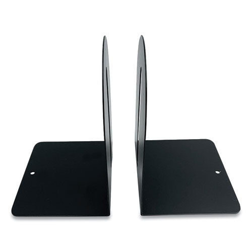 Steel Bookends, Fashion Style, Nonskid Base, 5.5 X 4.75 X 7.25, Black, Pair