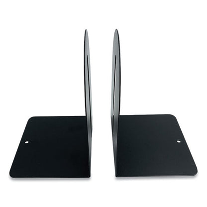 Steel Bookends, Fashion Style, Nonskid Base, 5.5 X 4.75 X 7.25, Black, Pair