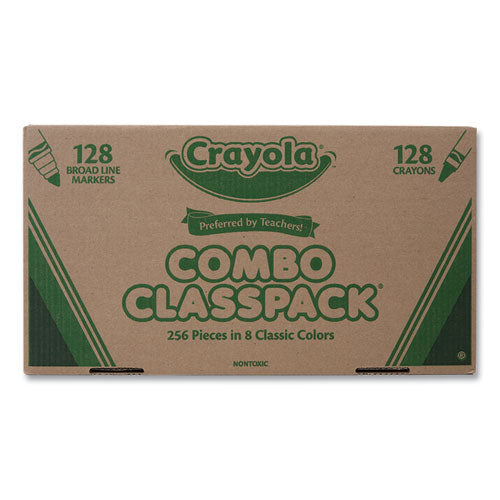Crayons And Markers Combo Classpack, Eight Colors, 256/set