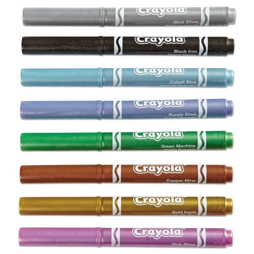 Metallic Markers, Medium Bullet Tip, Assorted Colors, 8/set