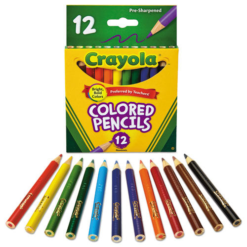 Short-length Colored Pencil Set, 3.3 Mm, 2b, Assorted Lead And Barrel Colors, Dozen