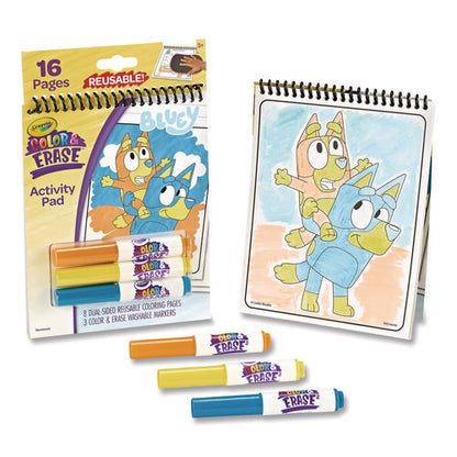 Bluey Color And Erase Reusable Activity Pad, Includes Three Markers, Ages 3 And Up, 16 Pages