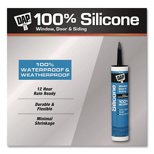 Silicone Plus Premium Window, Door And Siding 100% Silicone Sealant, 9.8 Oz Tube, Black