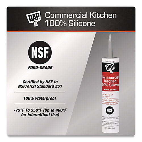 Commercial Kitchen Silicone Sealant, 9.8 Oz Tube, White