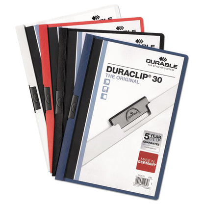 Duraclip Report Cover, Clip Fastener, 8.5 X 11, Holds 30 Sheets, Clear/black, 25/box