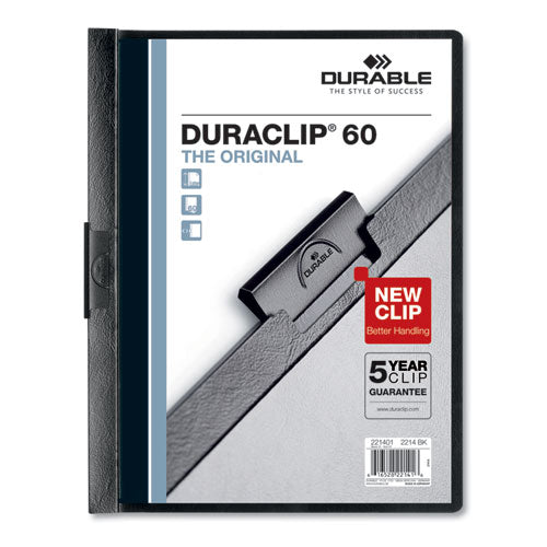 Duraclip Report Cover, Clip Fastener, 8.5 X 11, Holds 60 Sheets, Clear/black, 25/box