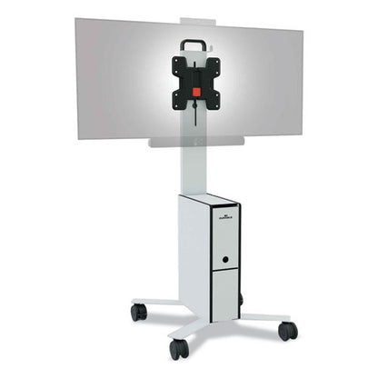 Mobile Tv Cart Coworksation, Engineered Wood, 3 Shelves, Supports 40 Lb, 22.5" X 22.6" X 50.89", White