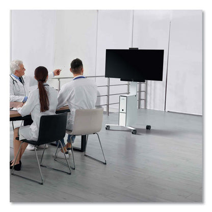 Mobile Tv Cart Coworksation, Engineered Wood, 3 Shelves, Supports 40 Lb, 22.5" X 22.6" X 50.89", White