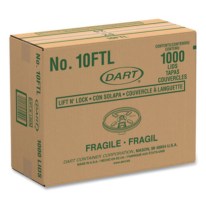 Lift N' Lock Plastic Hot Cup Lids, Fits 10 Oz Hot Cups, White, 1,000/carton