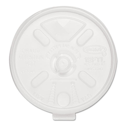 Lift N' Lock Plastic Hot Cup Lids, With Straw Slot, Fits 10 Oz To 14 Oz Hot Cups, Translucent, 100/sleeve, 10 Sleeves/carton