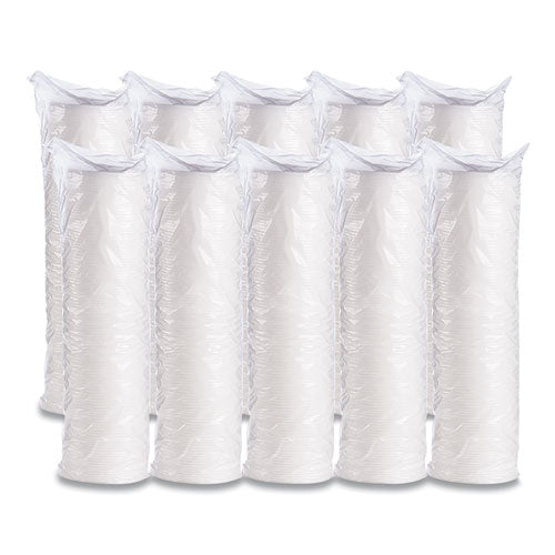 Plastic Lids For Foam Cups, Bowls And Containers, Vented, Fits 6 Oz To 14 Oz, White, 100/pack, 10 Packs/carton