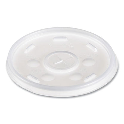 Plastic Lids For Foam Cups/bowls/containers, Flat With Straw Slot, Fits 6 Oz To 14 Oz, Translucent, 100/pack, 10 Packs/carton