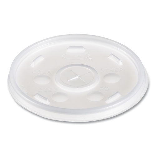 Plastic Lids For Foam Cups/bowls/containers, Flat With Straw Slot, Fits 6 Oz To 14 Oz, Translucent, 100/pack, 10 Packs/carton
