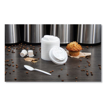Optima Reclosable Lid, Fits 12 Oz To 24 Oz Hot Cups, Plastic, White, 100/pack, 10 Packs/carton
