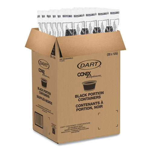 Conex Complements Portion/medicine Cups, 2 Oz, Plastic, Black, 125/bag, 20 Bags/carton