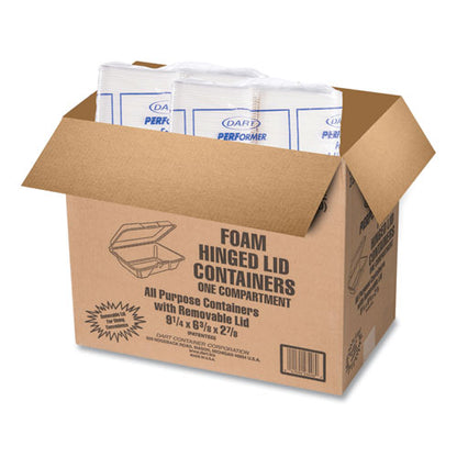 Foam Hinged Lid Containers, 6.4 X 9.3 X 2.9, White, 100/pack, 2 Packs/carton